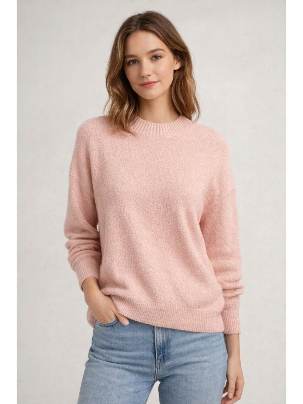 Everlane The Cocoon Crew in Plush Cotton Pink Sweater Size M Comfy Casual